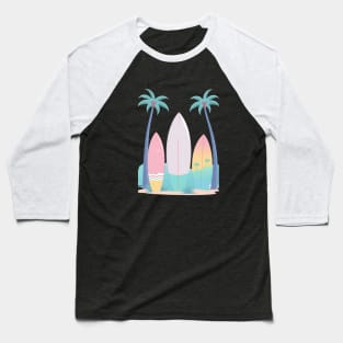 Surfboard with Palm Trees Baseball T-Shirt